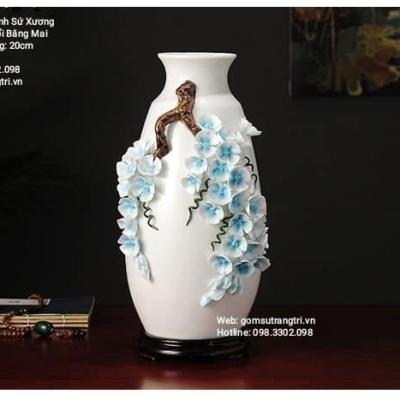 BÌNH SỨ XƯƠNG THỦ CÔNG ĐẮP NỔI BĂNG MAI